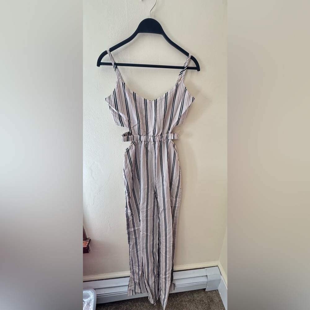 Forever 21 Striped Jumpsuit in Black and White
